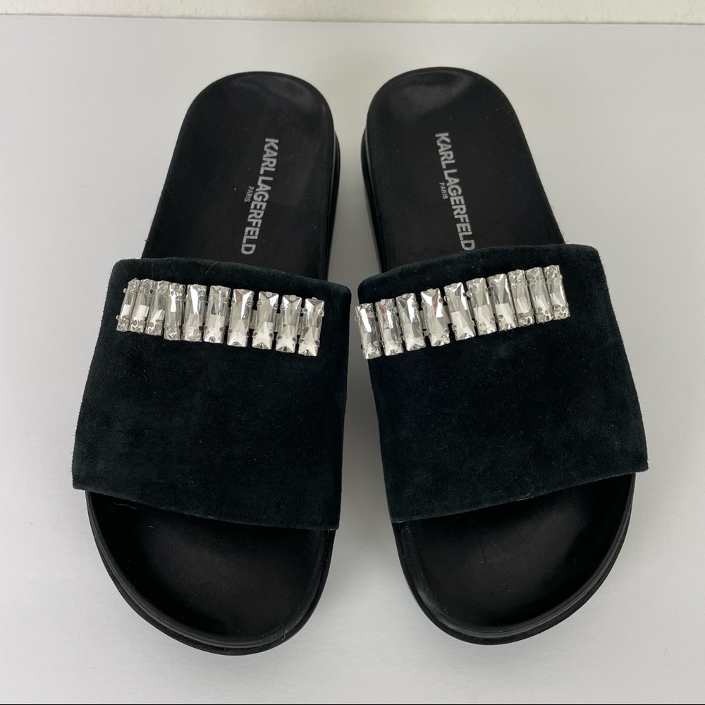 Karl Lagerfeld Paris Kay Platform Slide Sandals in Black size 5.5M